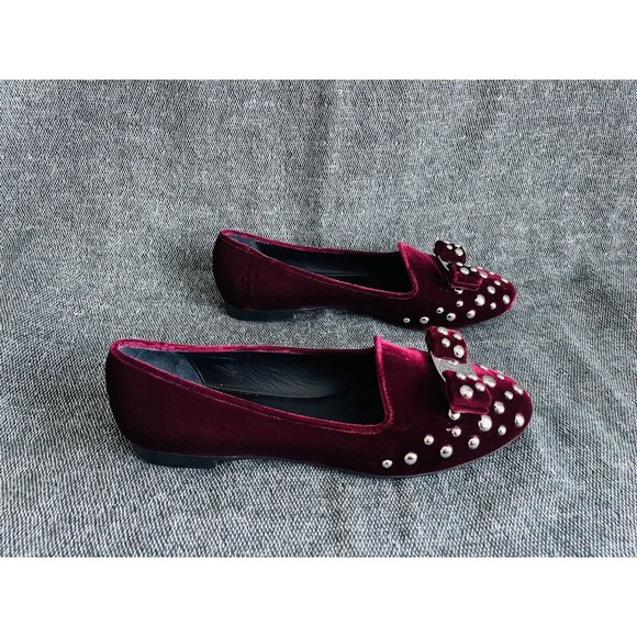 Salvatore Ferragamo Studded Velvet Bow Loafers NS 31168 510H - 7.5M - Picture 2 of 5